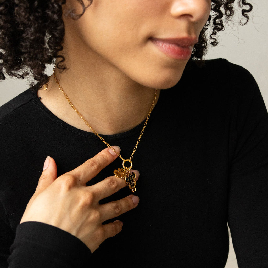 black clover black bulls gold charm necklace