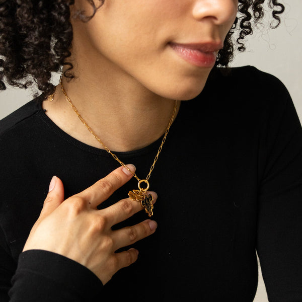 black clover black bulls gold charm necklace