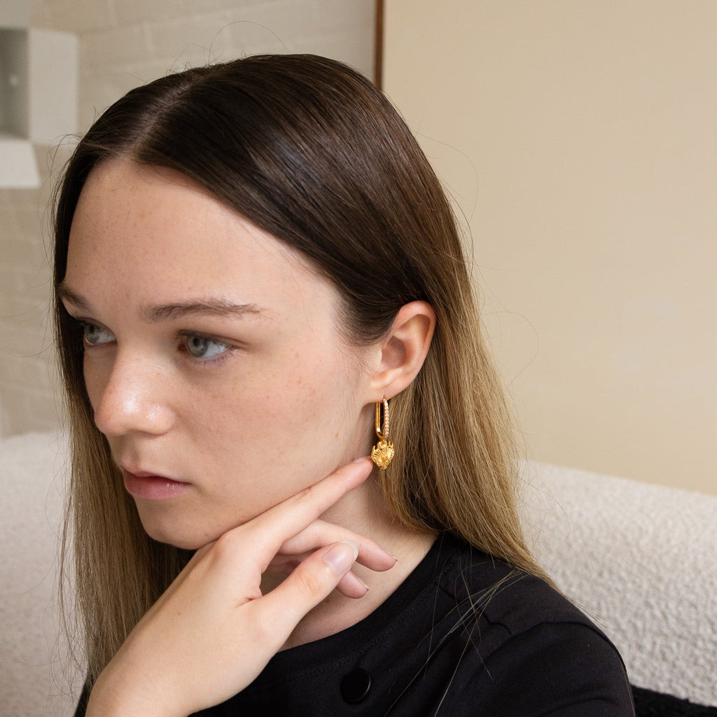 demon slayer rengoku earrings gold 