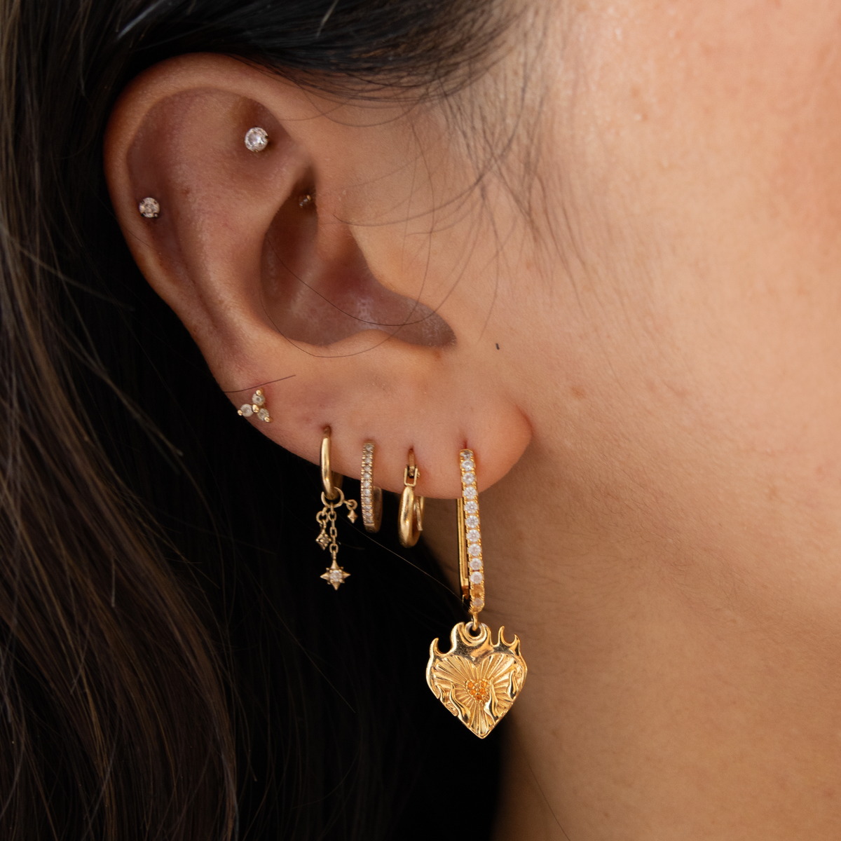 demon slayer hashira rengoku gold earring 